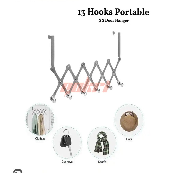 13 Hooks Portable SS Door Hanger