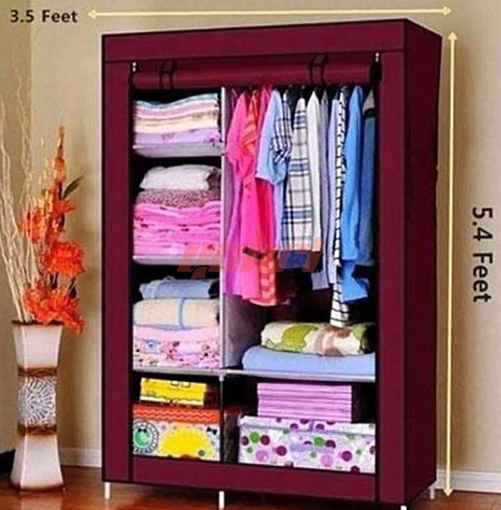 Portable 2 layer wardrobe